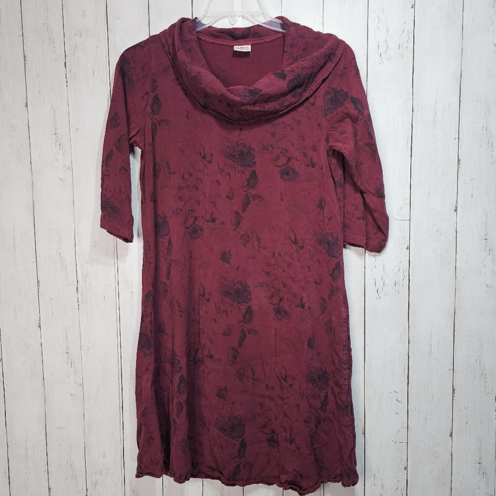 Vintage CMC Color Me Cotton Floral Tencel Blend Lagenlook Tunic Dress Size Small
